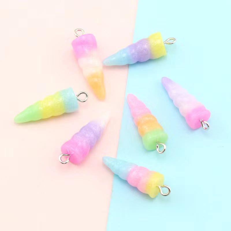 Resin Art Earrings - 9*24mm 10pc Cute Simulated Unicorn Horn