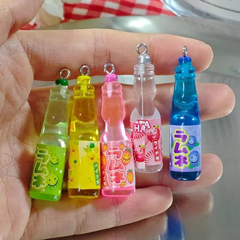Resin Art Earrings - 10Pcs Tiny Soda Bottle Resin Charms