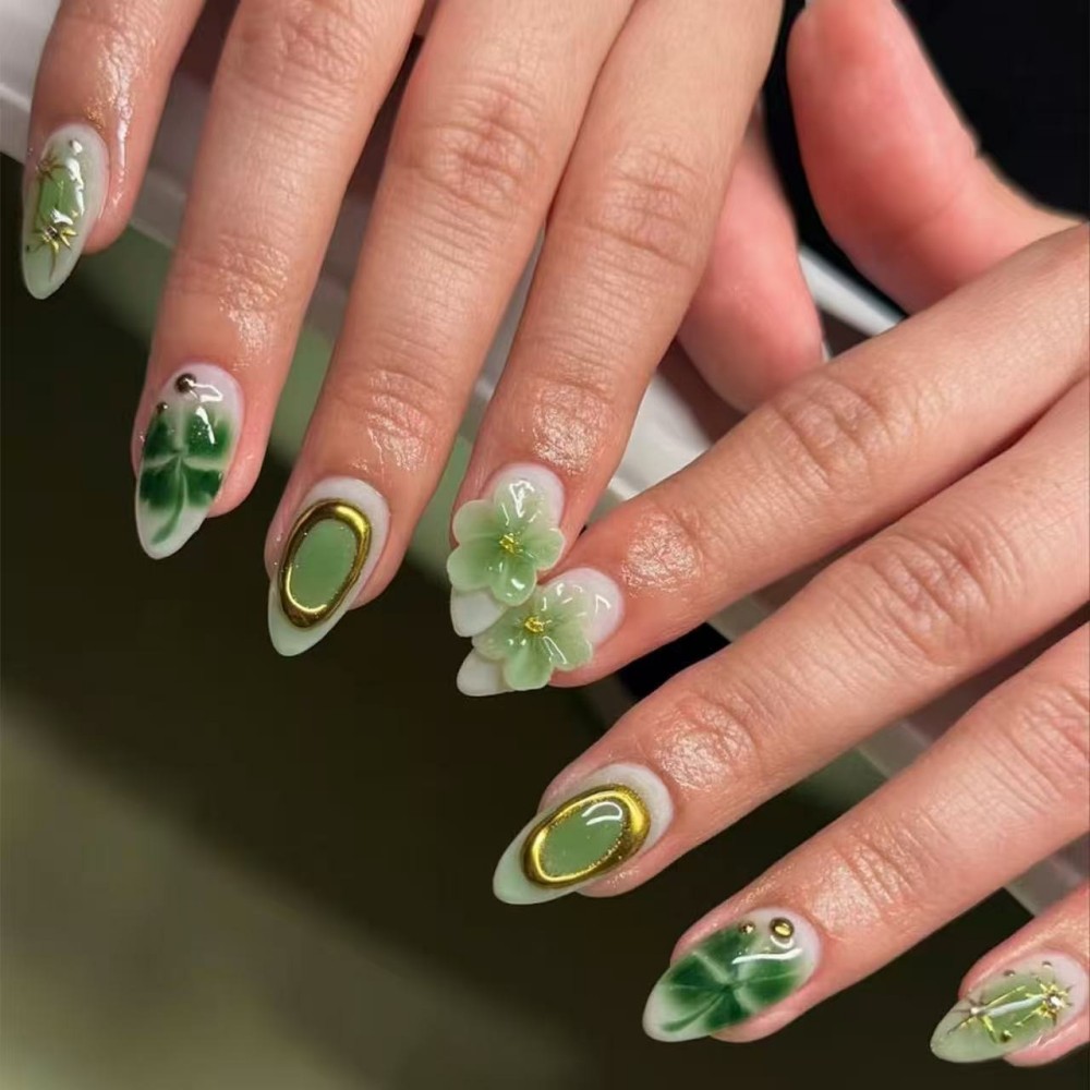 Resin Art Flower - 24PCS Luxury Emerald Green Flower Press