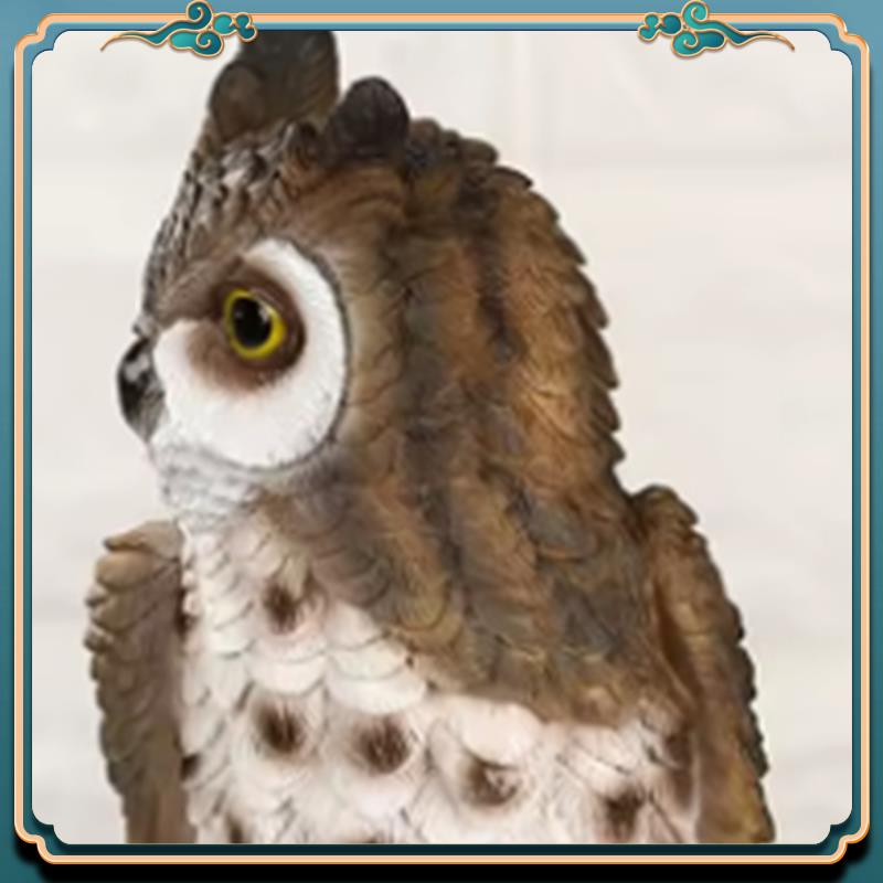 Resin Art Sculptures - (New)-Resin Owl Statue Bird Garden Sculpture