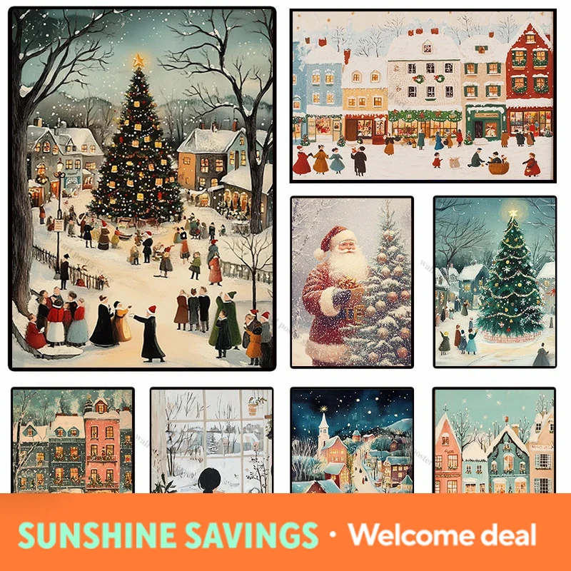 Resin Art Tree - Winter Town Holiday Printable Wall Art
