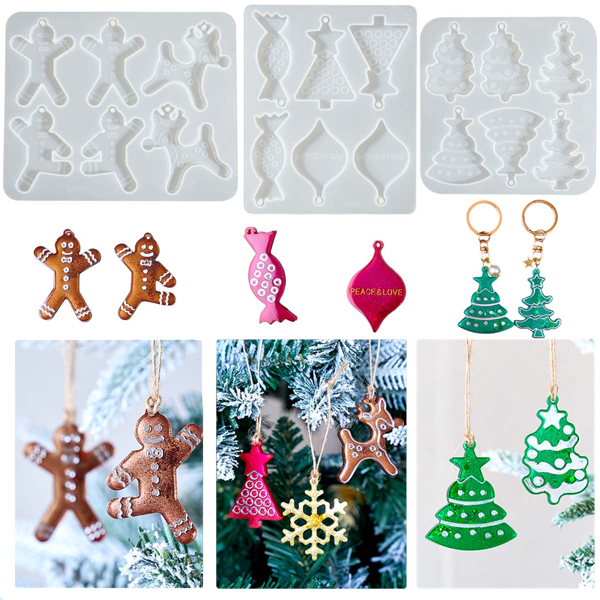 Resin Art Guide - Christmas Series Earrings Pendant Silicone Mold