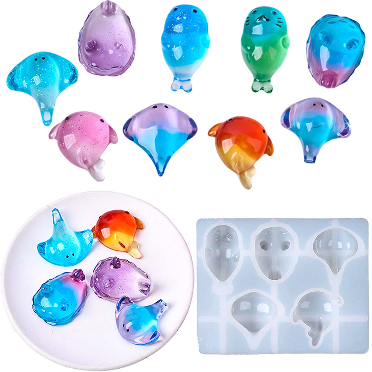 Resin Art Epoxy - 3D Healing Kawaii Manta Ray Whale