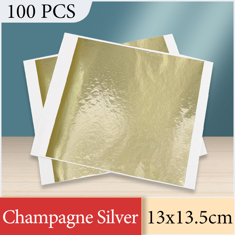 Gold Leaf Foil - 13x13.5cm Champagne Silver Foil Paper Gold