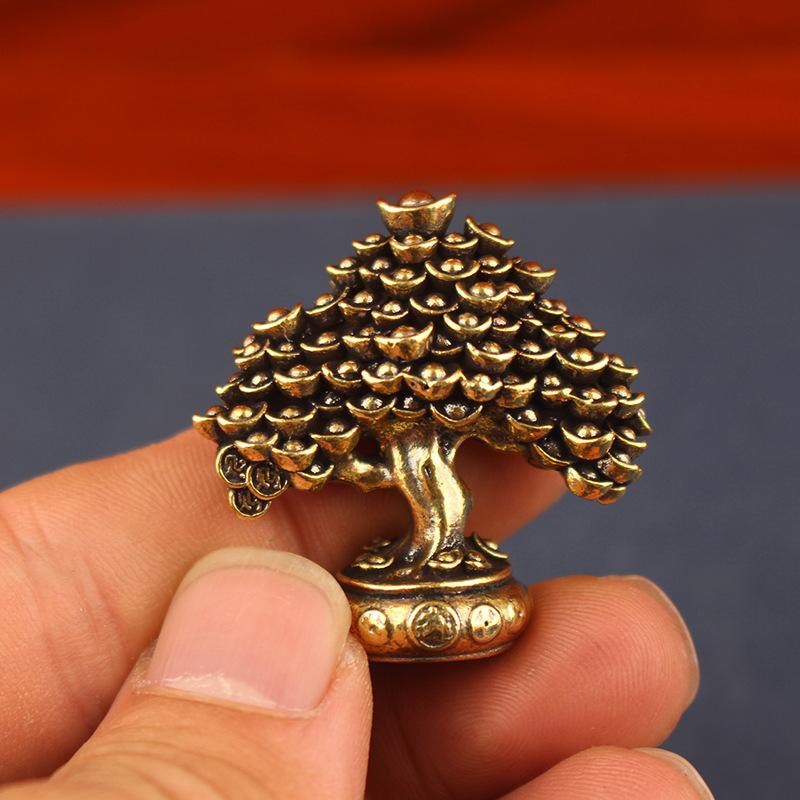 Resin Art Tree - Vintage Brass Ingot Fortune Tree Ornament