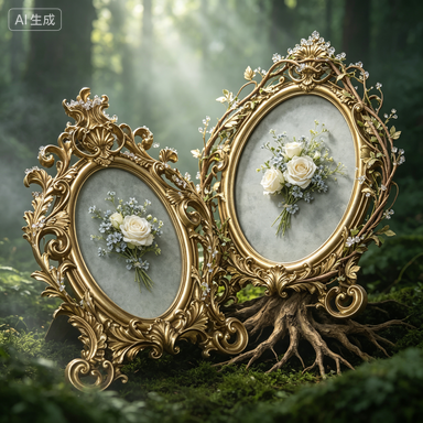 Resin Art For Photo Frame - Retro Gold Oval Resin Photo Frame