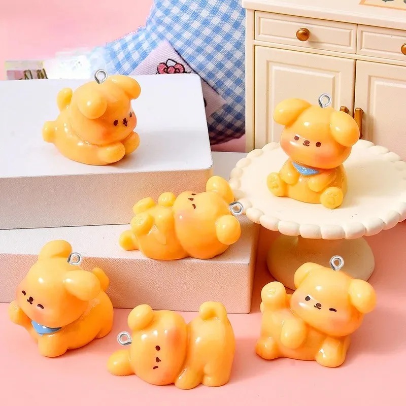 Resin Art Earrings - 10Pcs Cute Cartoon Dog Acrylic Resin