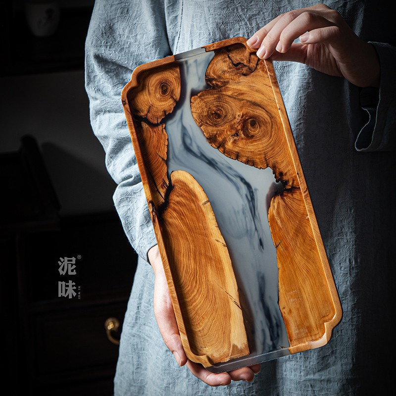 Japanese Zen Style Thuja Wood  - огляд і ціна Resin Art Wooden Tray