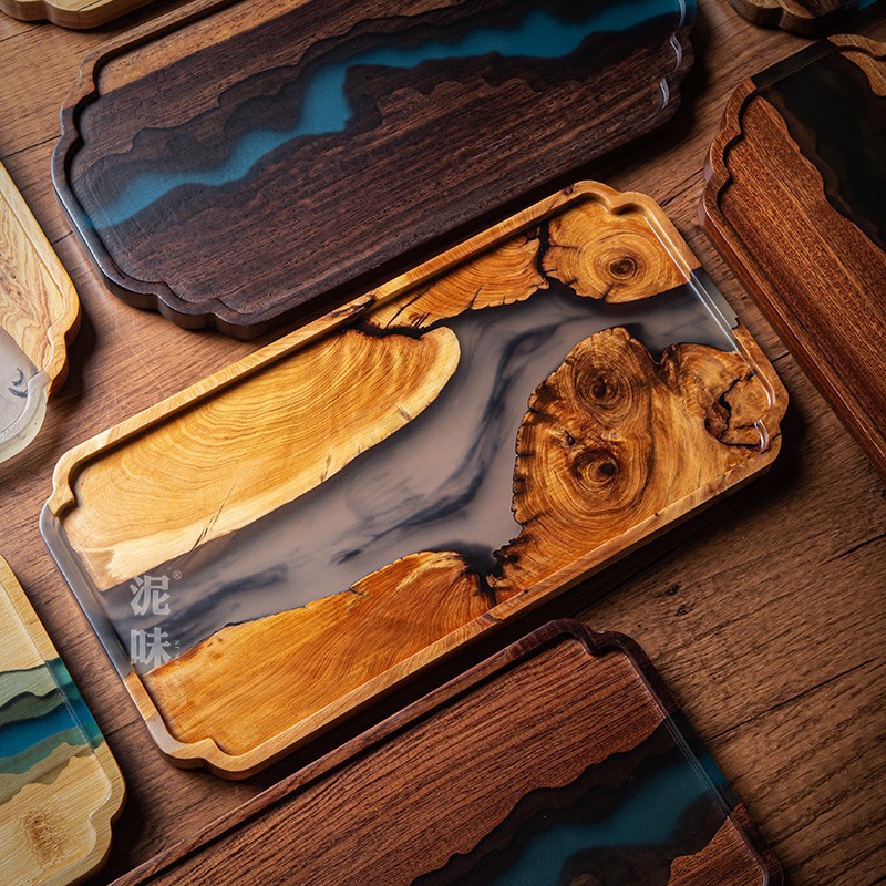 Japanese Zen Style Thuja Wood  - огляд і ціна Resin Art Wooden Tray