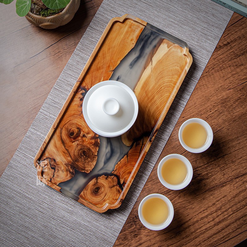 Japanese Zen Style Thuja Wood  - огляд і ціна Resin Art Wooden Tray