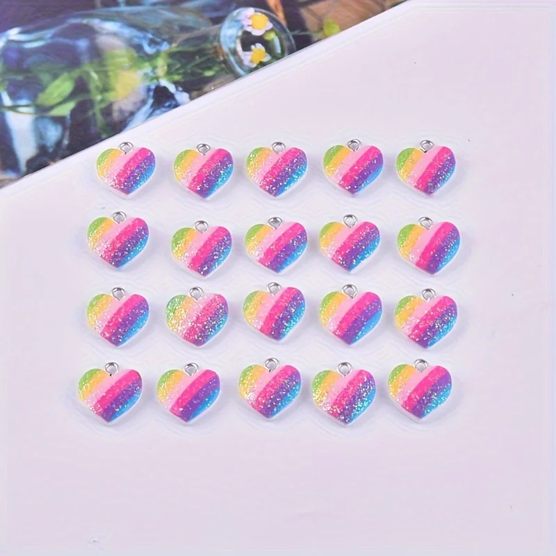 10Pcs Colorful Heart Resin Cha - огляд і ціна Resin Art Earrings