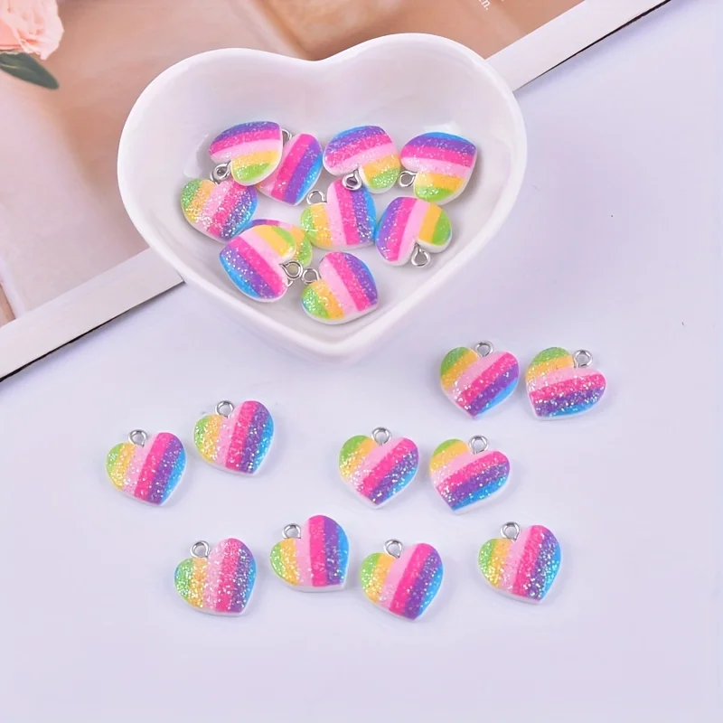 10Pcs Colorful Heart Resin Cha - огляд і ціна Resin Art Earrings