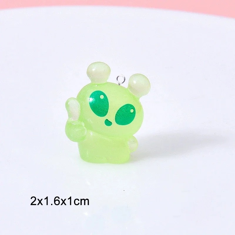 10Pcs Cute Mini Green Alien Re - огляд і ціна Resin Art Earrings