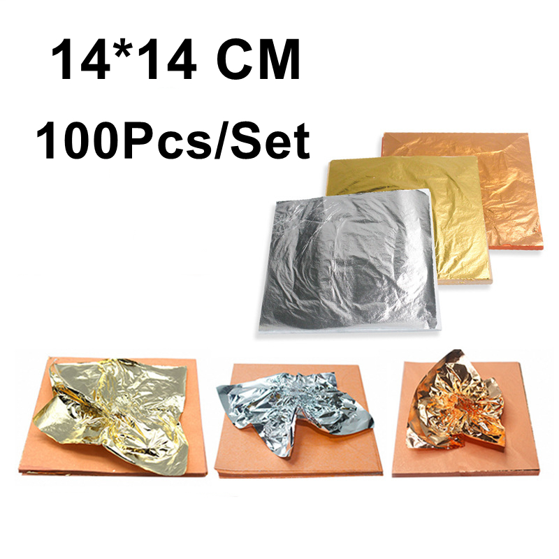 14x14cm 100pcs Shiny Gold Silv - огляд і ціна Gold Leaf Foil