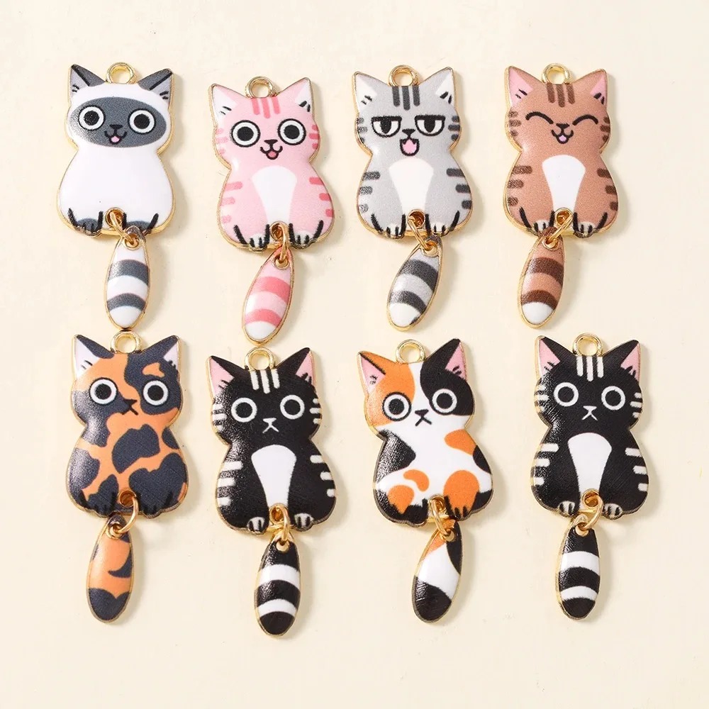 10Pcs 16×39mm Cute Cartoon Cat - огляд і ціна Resin Art Earrings