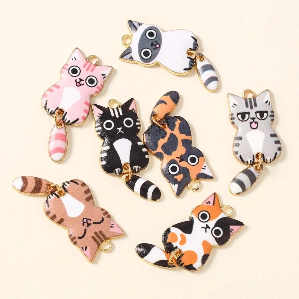 10Pcs 16×39mm Cute Cartoon Cat - огляд і ціна Resin Art Earrings