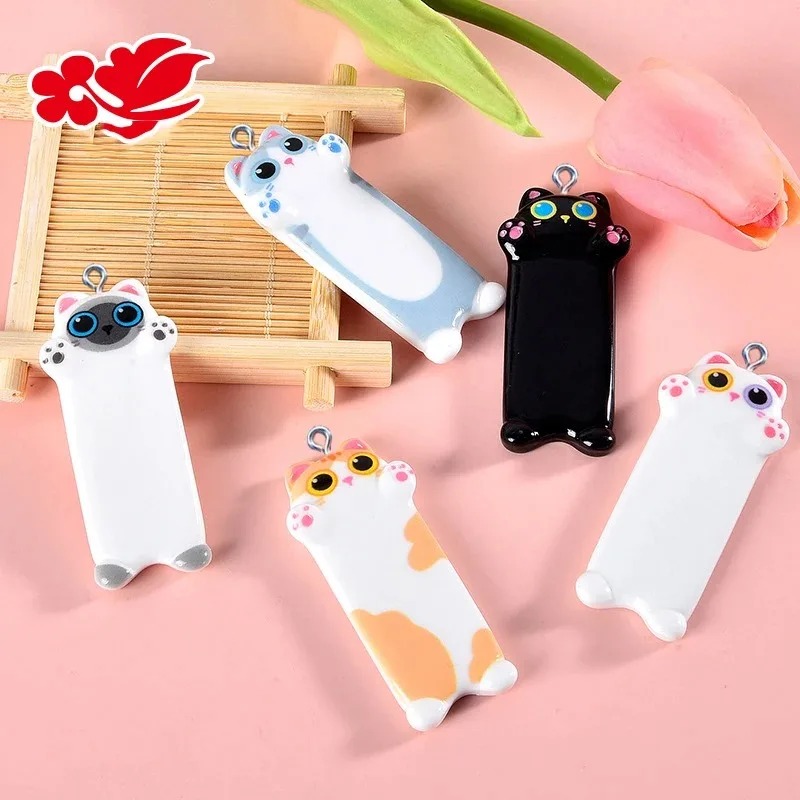 5pcs Lovely Cartoon Cat Resin  - огляд і ціна Resin Art Earrings