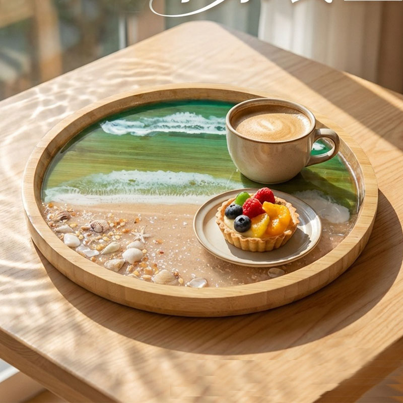 Wooden Serving Tray with Ocean - огляд і ціна Resin Art Wooden Tray