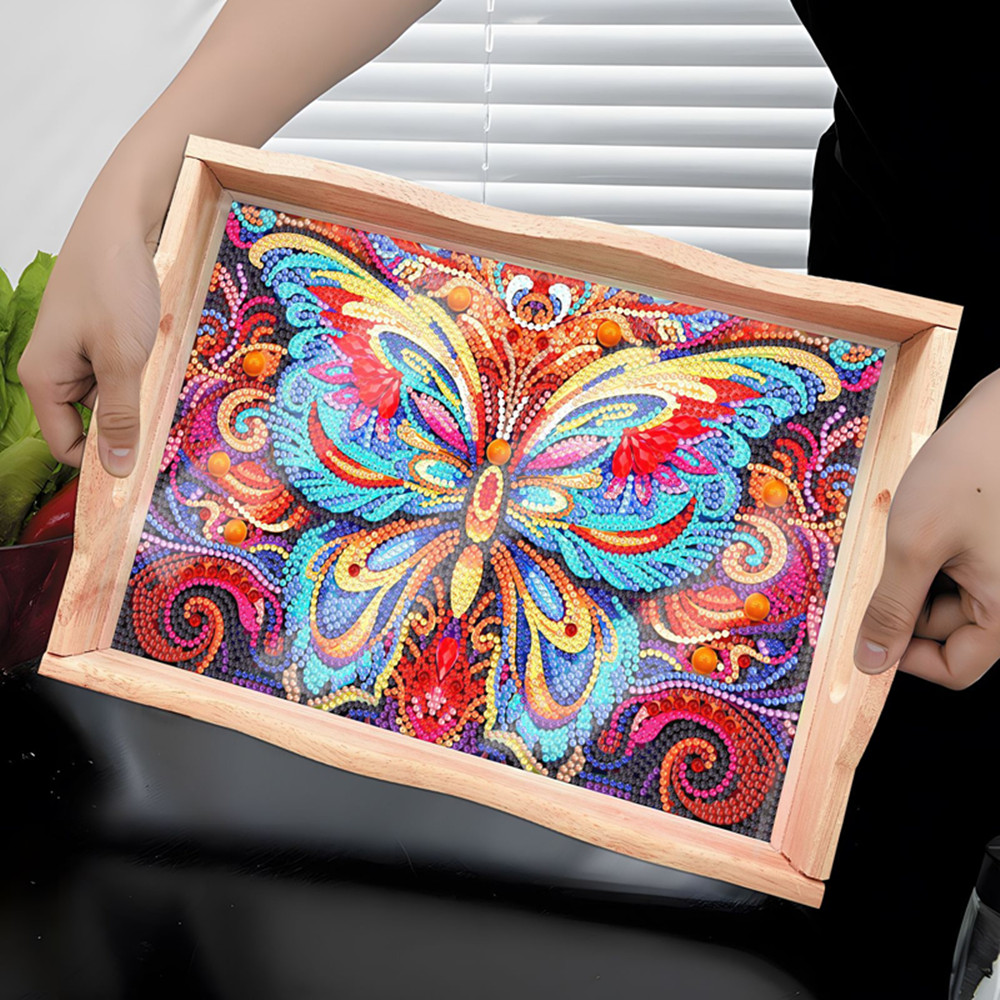 5D DIY Diamond Painted Wooden  - огляд і ціна Resin Art Wooden Tray