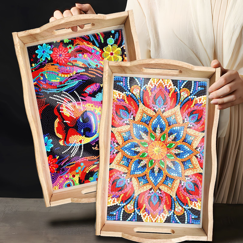 5D DIY Diamond Painted Wooden  - огляд і ціна Resin Art Wooden Tray