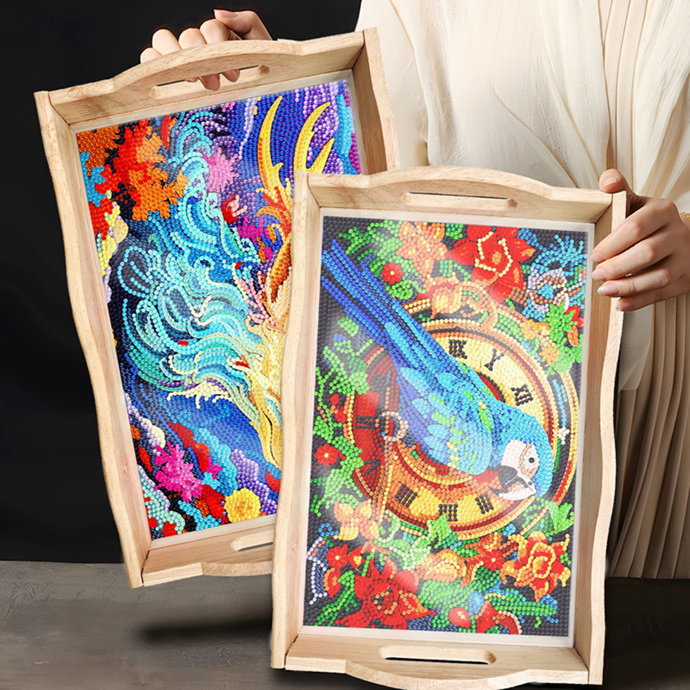 5D DIY Diamond Painted Wooden  - огляд і ціна Resin Art Wooden Tray