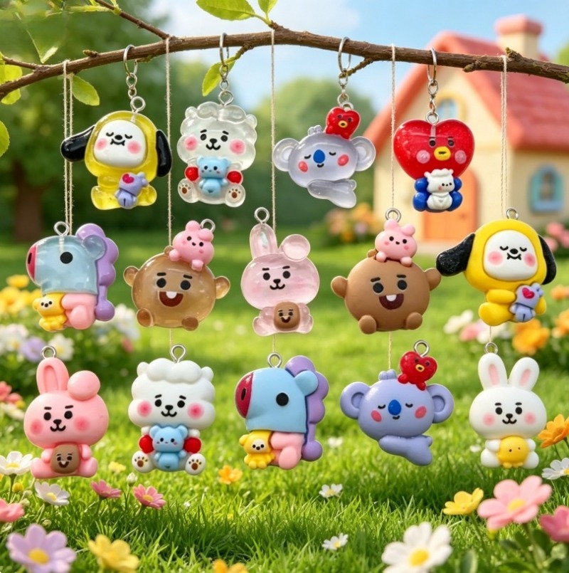 7pcs BT21 Resin Cartoon Charm  - огляд і ціна Resin Art Earrings