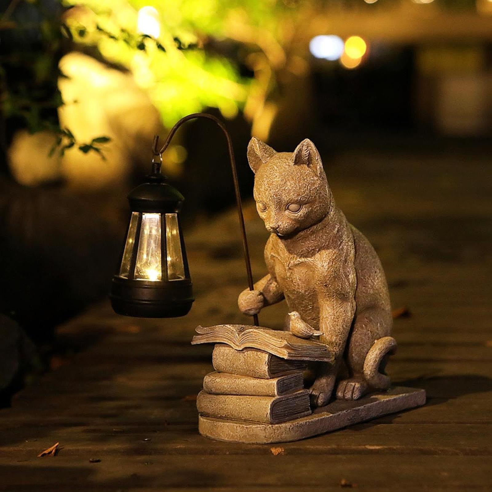 Cat Solar Garden Mini Statue S - огляд і ціна Resin Art Sculptures