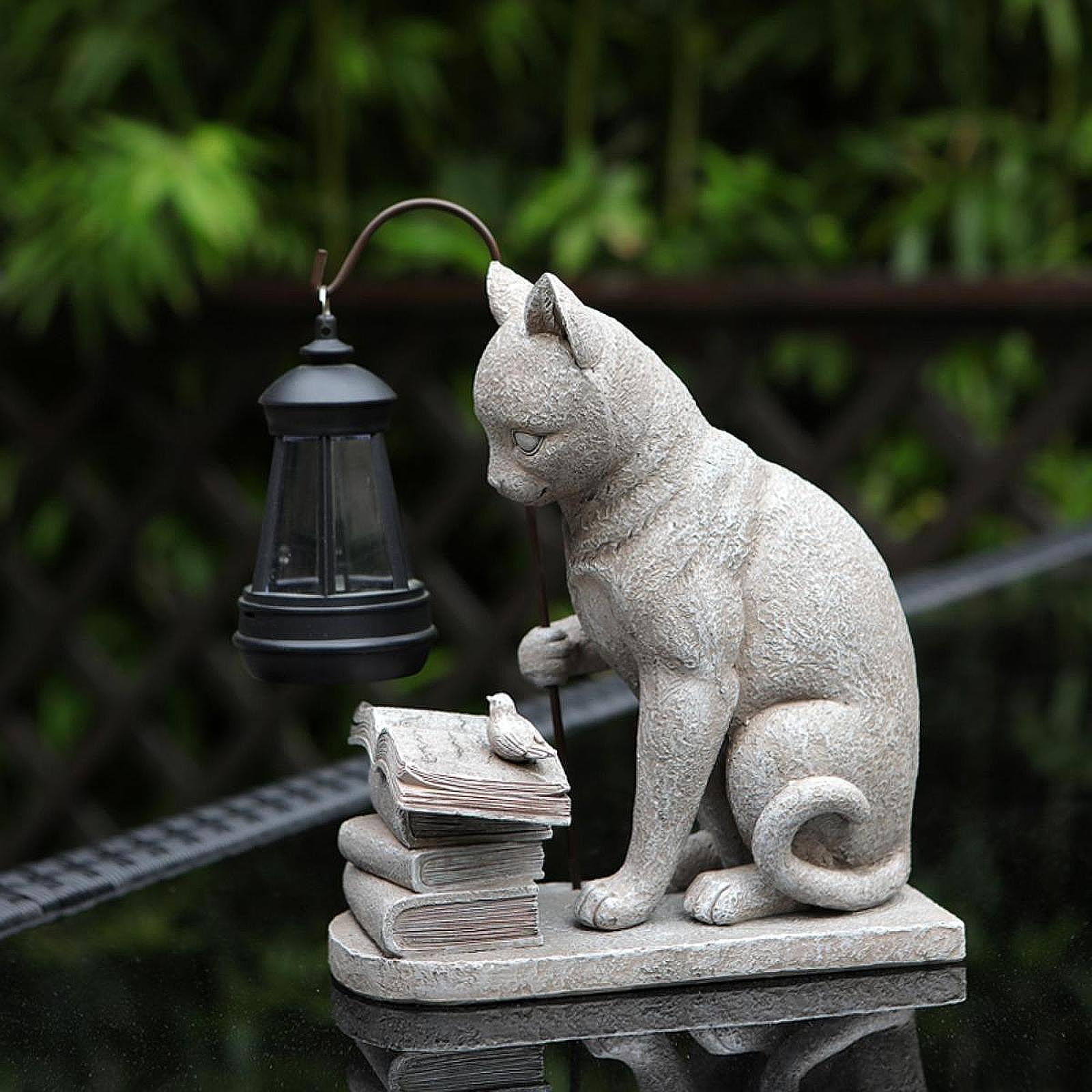Cat Solar Garden Mini Statue S - огляд і ціна Resin Art Sculptures