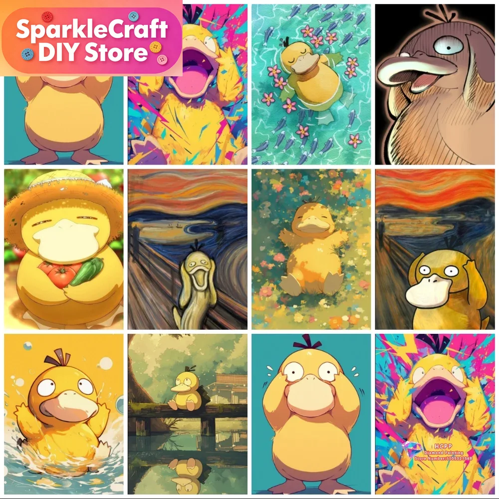 1pc frameless Psyduck Cartoon  - огляд і ціна Resin Art Sticker