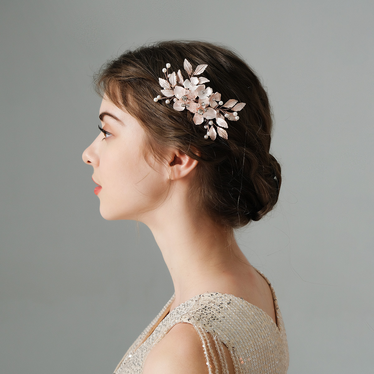 Elegant Floral Hair Clip Rose  - огляд і ціна Gold Leaf Foil