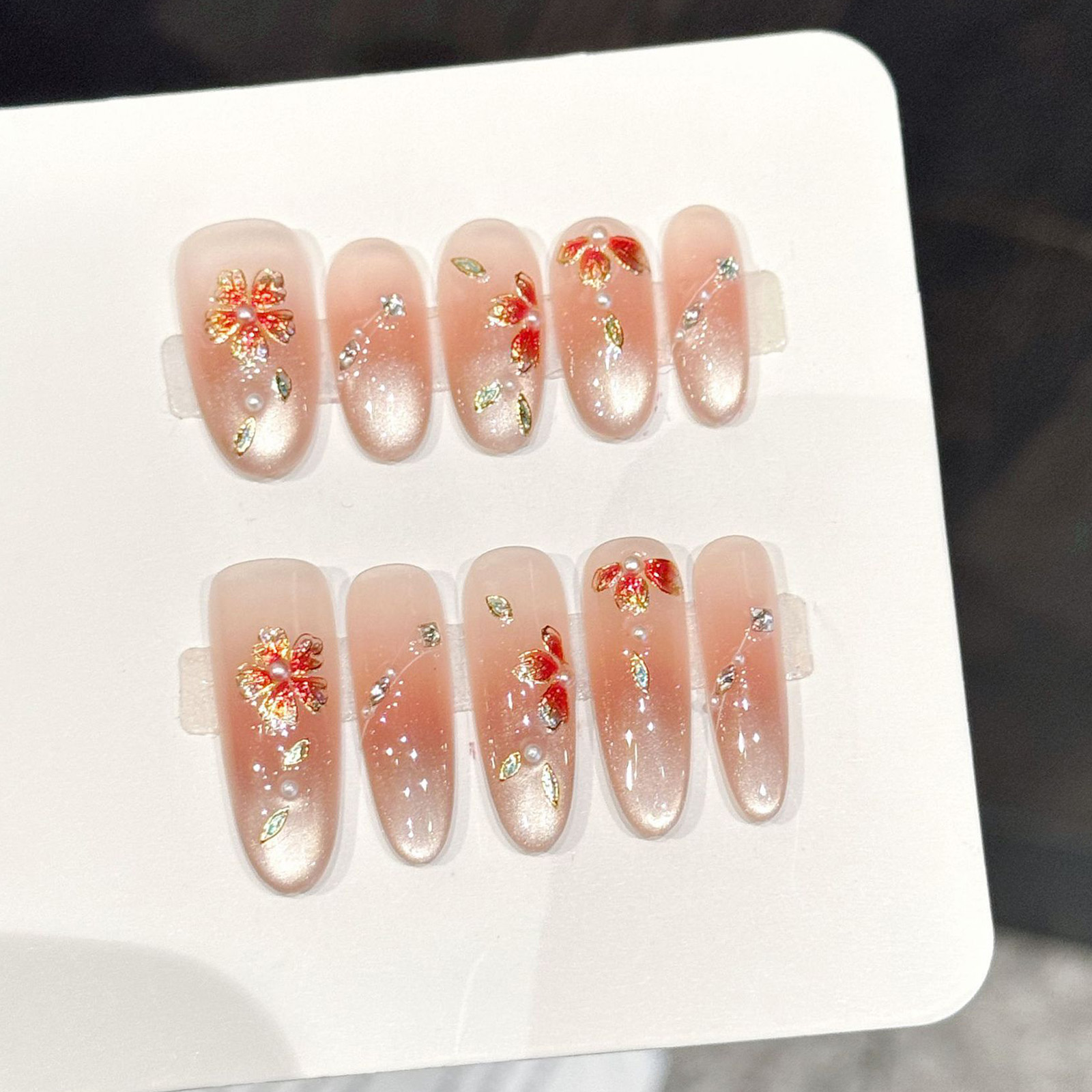10pcs Handmade Fake Nails Pres - огляд і ціна Resin Art Flower